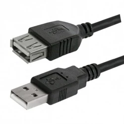 USB kábel (2.0), USB A samec - USB A samica, 2.4 m, čierna, blister