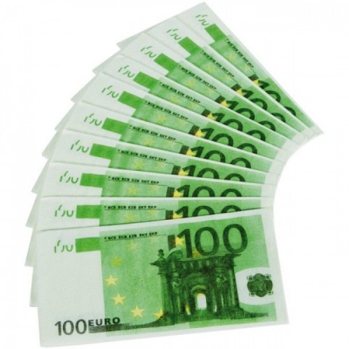 Papierové servítky 100 € bankovky