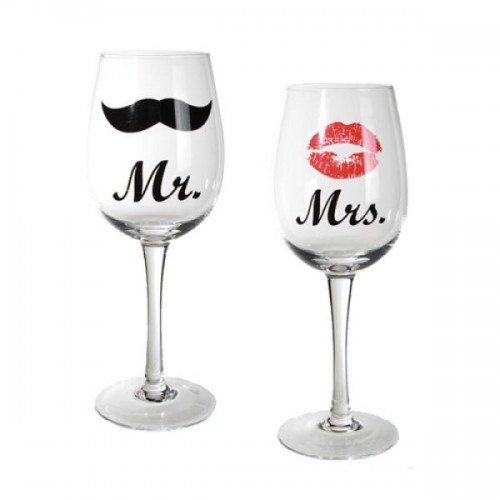 Poháre na víno Mr & Mrs 