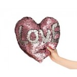Čarovný vankúš Srdce ružovo strieborné, 37 x 37 cm
